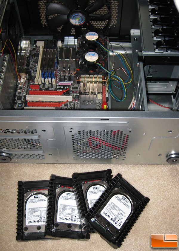 Four WD VelociRaptor Hard Drives in RAID 5