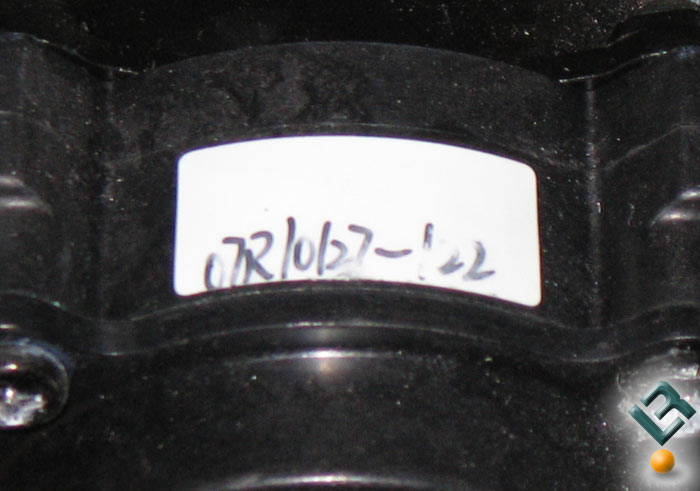 The label on back of the water pump after the pump was removed