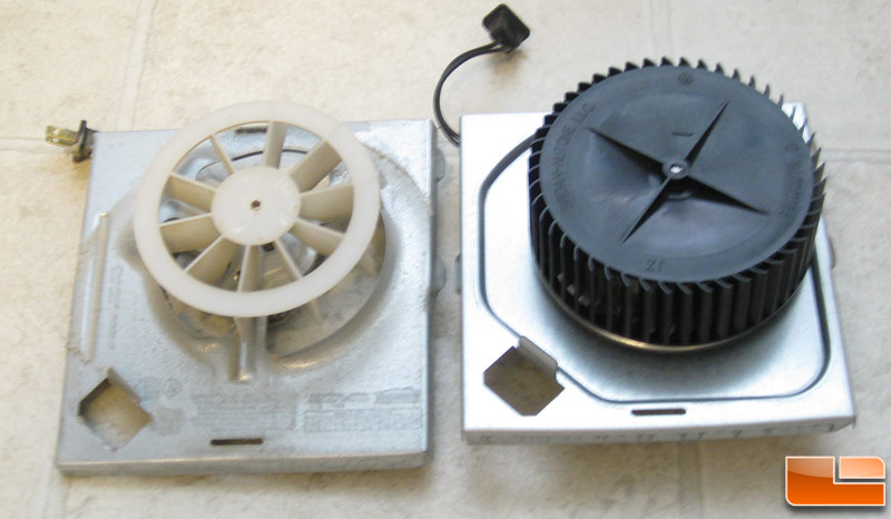 The NuTone 690NT on the right sitting next to the original Broan 688