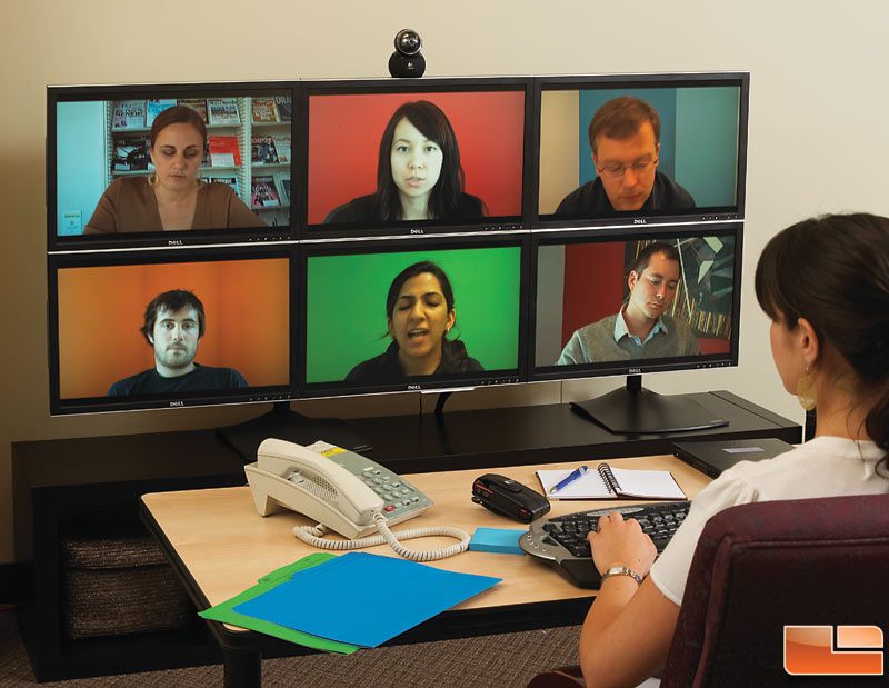 3x2 panel setup running OoVoo 6-way video conferencing