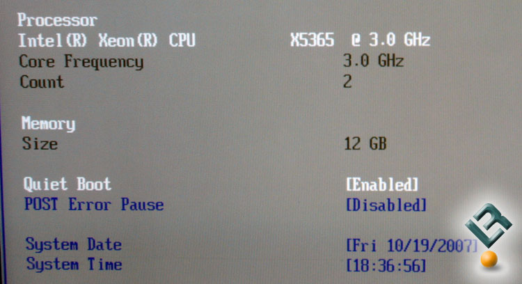 The BIOS Screen with 12GB Installed