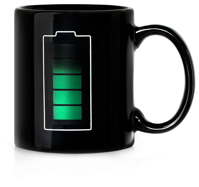 The fuller the mug, the more potent the battery