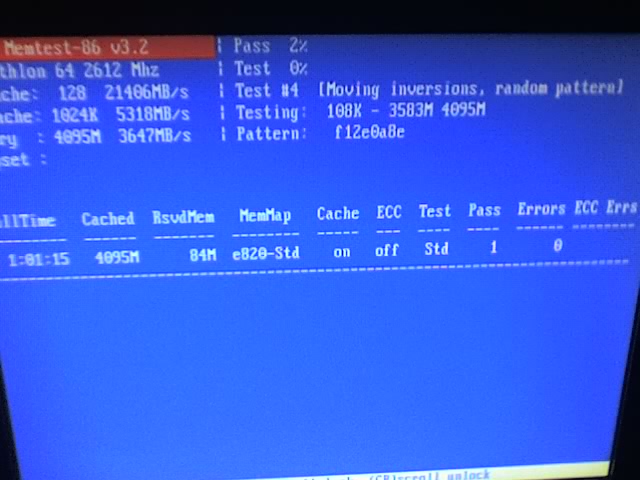 MemTest86, 4GB @ DDR2-800MHz 3-3-3-5-2T