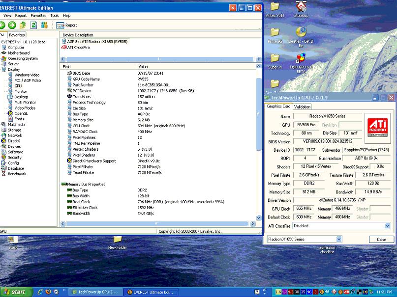 everest doesnt read GPU OCs so it stays at the stock specifications for GPU &amp; MEM, notice Bandwidth again