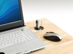 New Belkin In-Desk Hubs save valuable space by integrating into the grommet hole of your desk.