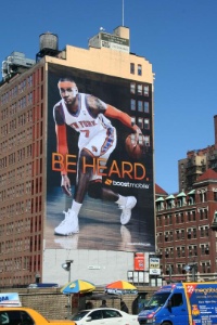 Carmelo Anthony teams with Boost Mobile; partnership is unveiled today with 128-foot tall billboard ...<br /><br />Carmelo Anthony teams with Boost Mobile; partnership is unveiled today with 128-foot tall billboard near Madison Square Garden on the corner of 33rd Street and 9th Avenue. (Photo: Business Wire)